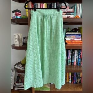 WRAY NYC Saturday Skirt Lawn Stripe Green Midi Skirt